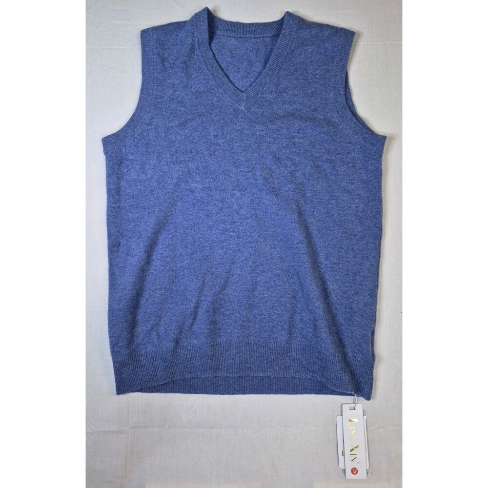Liny Xin Vest Womens Size Medium Blue Superfine Merino Wool Soft New NWT